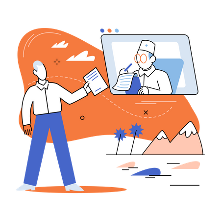 Patient meeting doctor using online consultation  Illustration