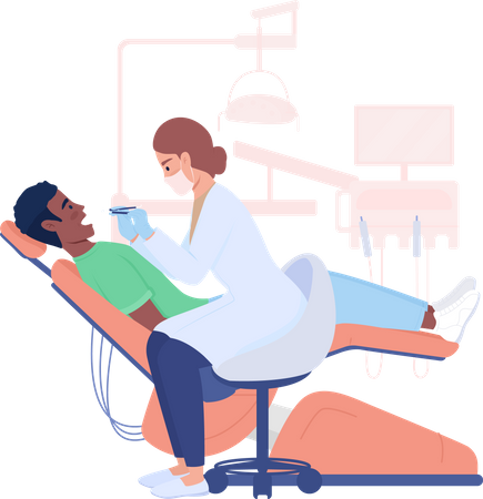 Patient mit Zahnschmerzen und Zahnarzt  Illustration