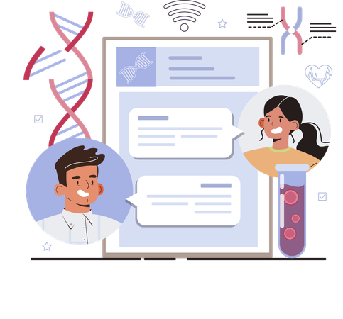 Patient needs online consultation on genetics research  Illustration