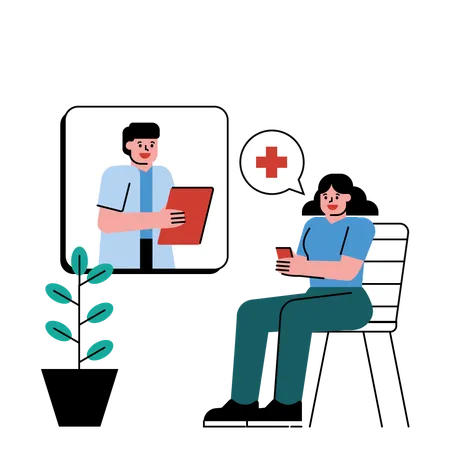 Patient needs Online Doctor Consulting  Illustration