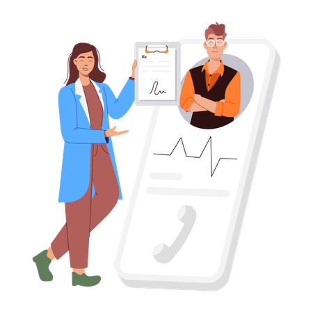 Patient nimmt Telemedizin in Anspruch  Illustration