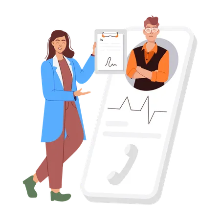 Patient nimmt Telemedizin in Anspruch  Illustration