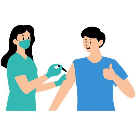 Patient receives a vaccination from a nurse  Illustration