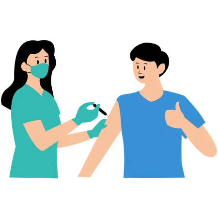 Patient receives a vaccination from a nurse  Illustration