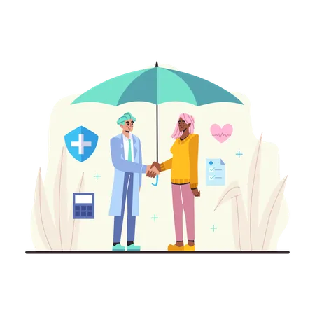 Patient redeeming health insurance  Illustration