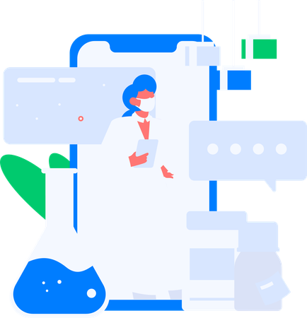Patient report being analyzed by doctor  Illustration