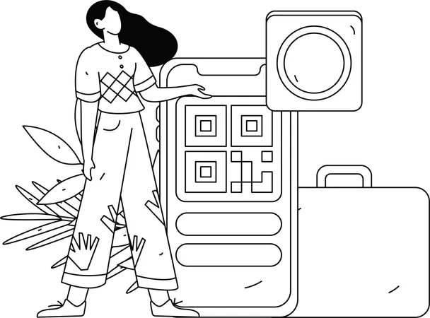 Patient scans QR code for health expenses payment  Illustration