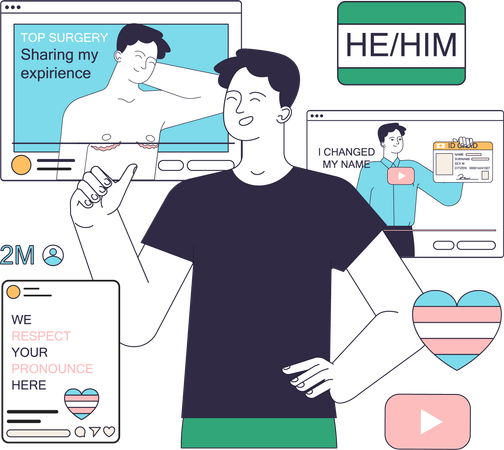 Patient sharing their experience online  Illustration