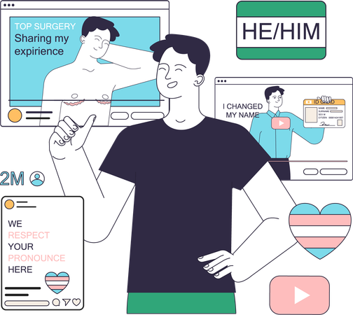 Patient sharing their experience online  イラスト