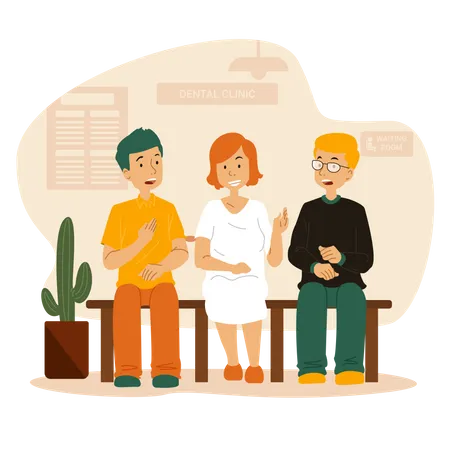 Patient sitting in waiting area Illustration