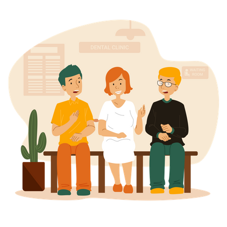 Patient sitting in waiting area  Illustration