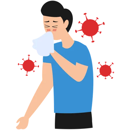 Patient suffering from flu  Illustration