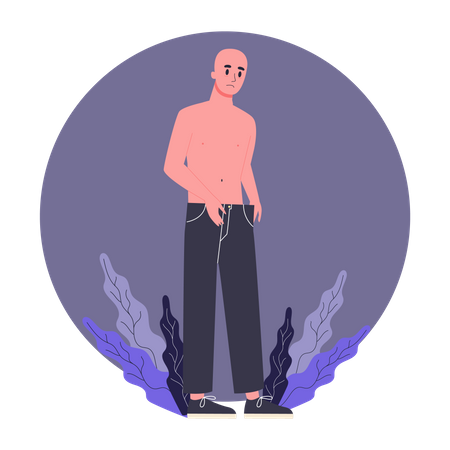 Patient suffering from heavy weight loss  Illustration