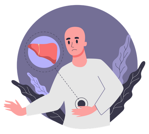 Patient suffering from liver problems  Illustration