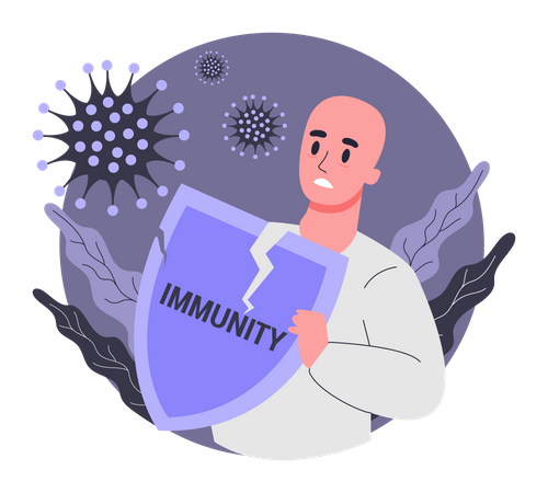 Patient suffering from low immunity Illustration