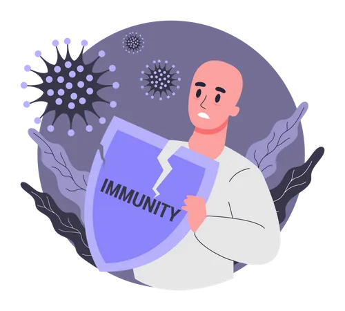 Patient suffering from low immunity Illustration