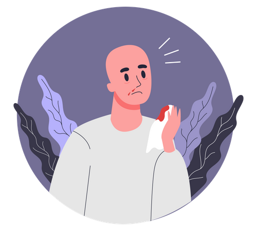 Patient suffering from nose bleeding  Illustration