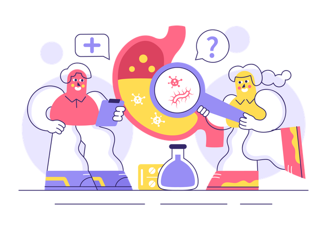Patient suffers from Stomach Gastroenterology  Illustration