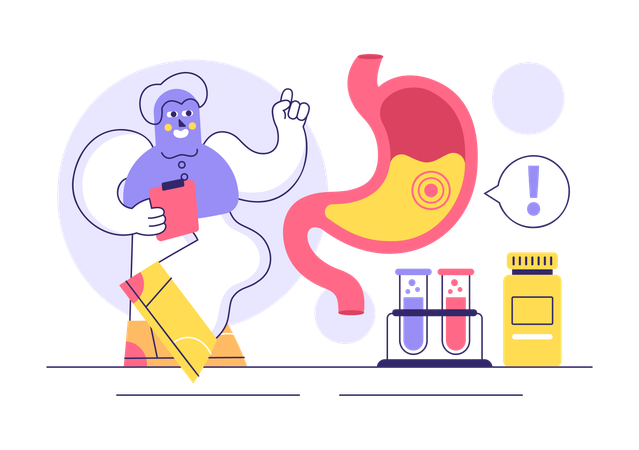Patient suffers from Stomach Health Gastroenterology  Illustration