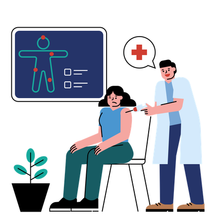 Patient takes corona vaccine  Illustration