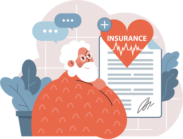 Patient takes new health insurance  Illustration