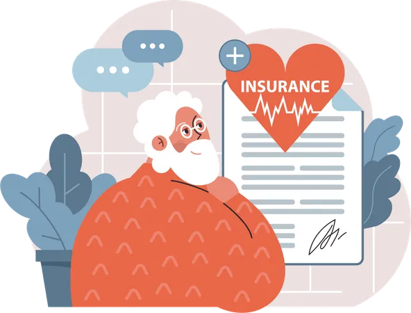 Patient takes new health insurance  Illustration