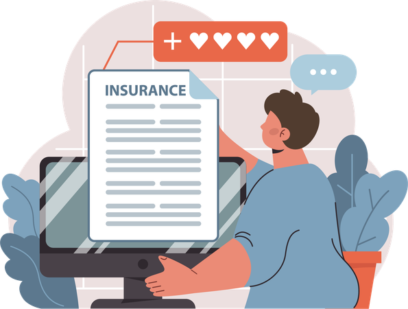Patient takes new medical insurance  Illustration