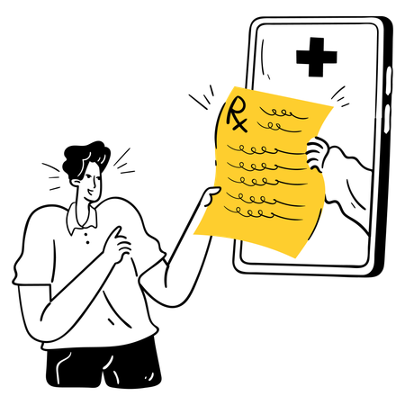Patient taking E-Prescription  Illustration