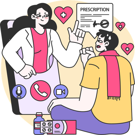Patient taking online medicine prescription  Illustration