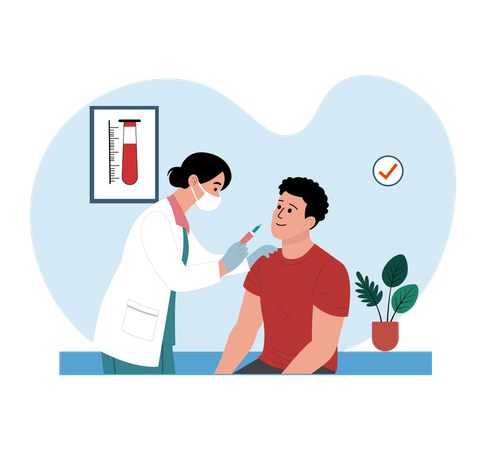 Patient taking vaccine Injection in Hospital  Illustration