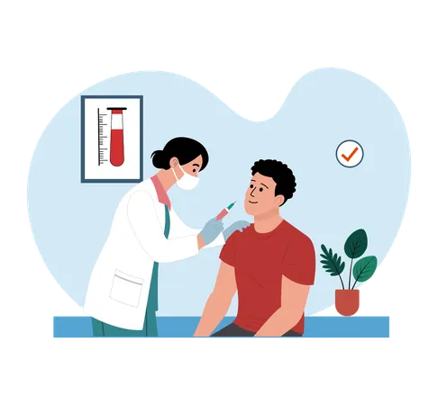 Patient taking vaccine Injection in Hospital  Illustration