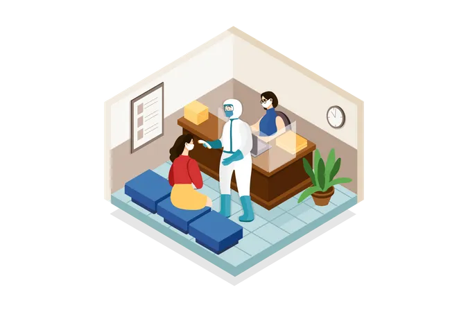 Patient temperature check  Illustration