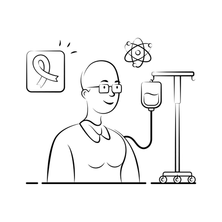 환자는 화학요법을 받습니다.  일러스트레이션