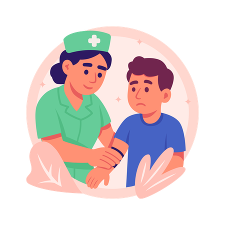 Patient undergoes First Aid Treatment  Illustration