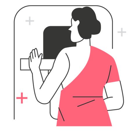 Patient Undergoing Mammogram Screening  Illustration