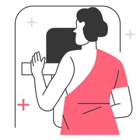 Patient Undergoing Mammogram Screening  Illustration