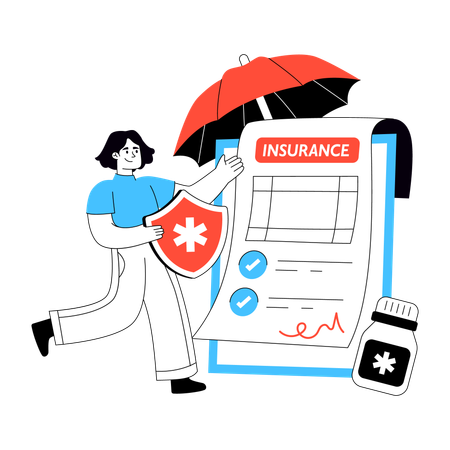 Patient unterschreibt Krankenversicherungspapier  Illustration