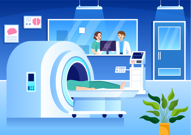 Patient unterzieht sich einer MRT-Untersuchung  Illustration