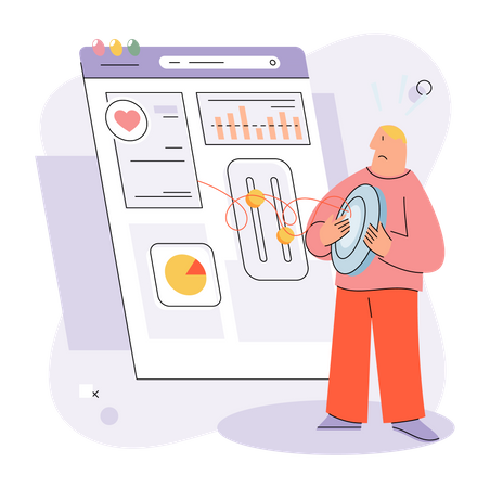 Patient using healthcare web dashboard Illustration