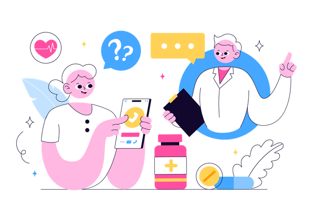 Patient using mobile health app  Illustration