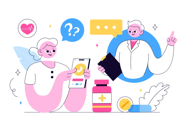 Patient using mobile health app  Illustration