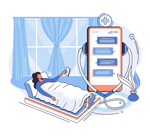 Patient using online medical consultation  Illustration