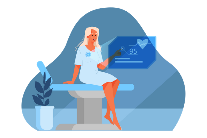 Patient utilisant la technologie médicale virtuelle Illustration