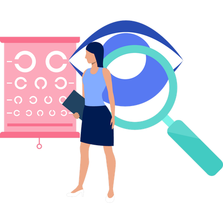 Patient views at Snellen chart  Illustration