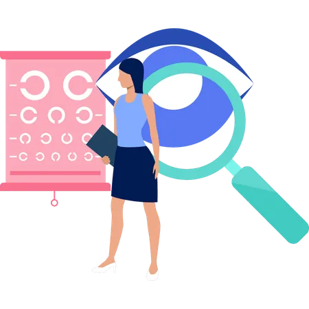 Patient views at Snellen chart  Illustration