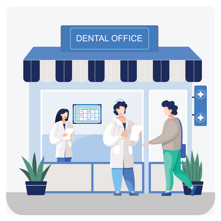 Patient visiting dentist clinic  Illustration