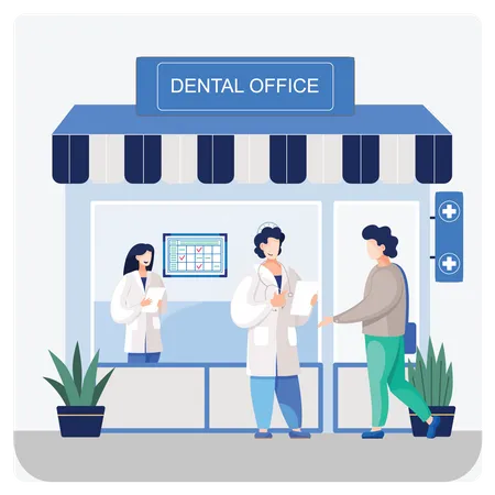 Patient visiting dentist clinic  Illustration