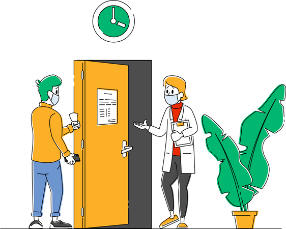 Patient Visiting Hospital for Doctor Appointment Illustration