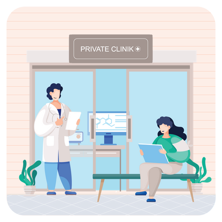 Patient visiting in clinic Illustration