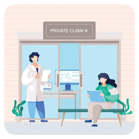 Patient visiting in clinic  Illustration